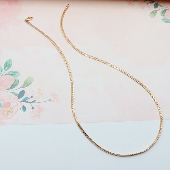 Elegant Rose Gold Flat Chain Necklace in High Quality Finish, XPNL0271 - Picture 1 of 11